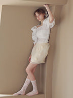Sheer jacquard off shoulder blouse ホワイト size:M model:175cm MARTA