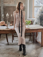 Ribbon embroidered satin cami dress ピンクベージュ size:M model:173cm DASHA.G