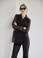 Ribbon sheer jacket ブラック size:M model:174cm LERA