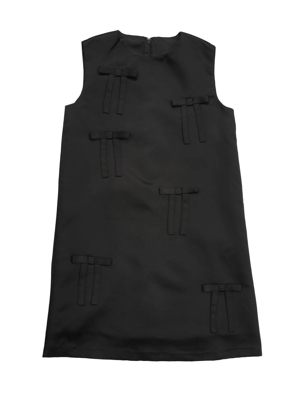 Many ribbon satin mini dress ブラック