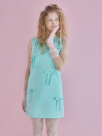 Many ribbon satin mini dress グリーン size:M model:173cm Olesia