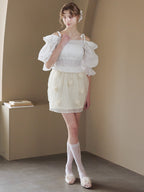 Rose tulle mini skirt イエロー size:M model:175cm MARTA