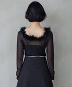 Fur trimmed sheer top ブラック size:M model:161cm 富樫かなえ