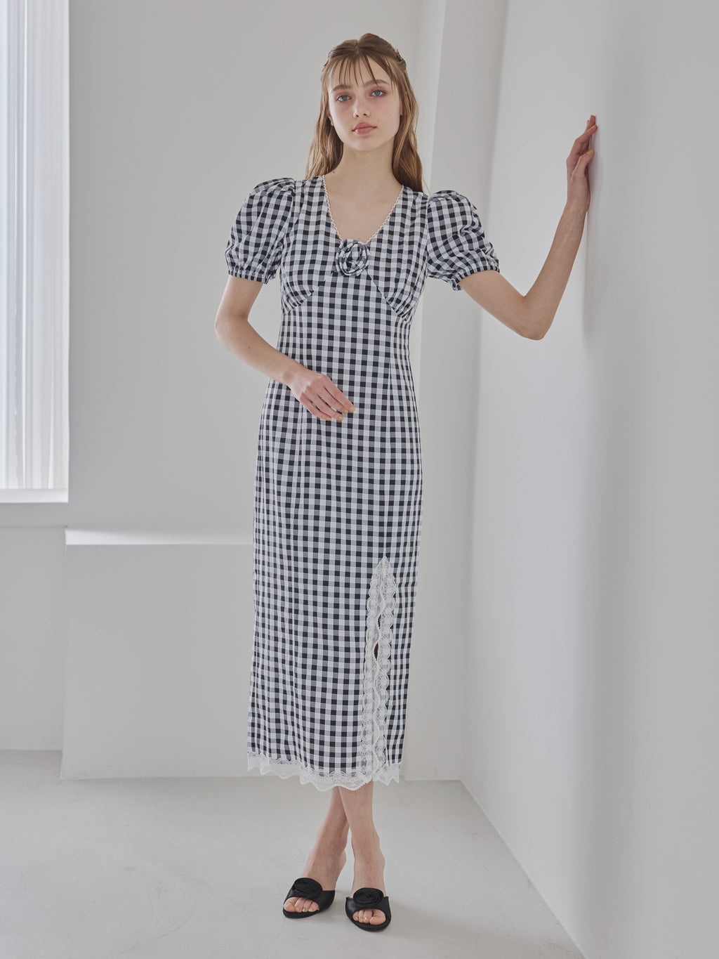 Rose gingham dress ブラック size:M model:175cm MARTA