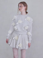 Many rose sweat balloon skirt グレー size:M model:173cm ALINA