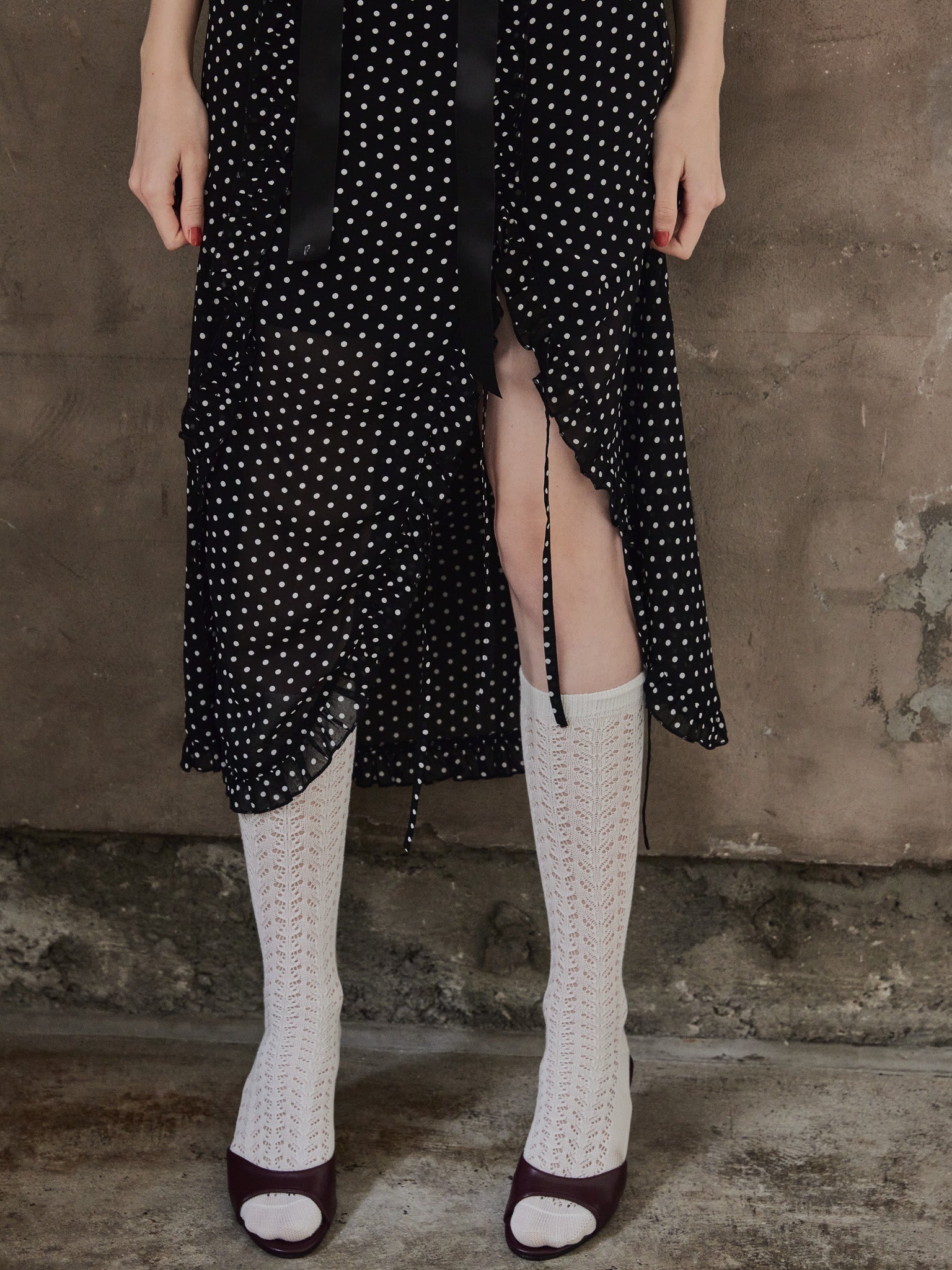 Frill slit cami dress ブラック size:M model:173cm DASHA.G