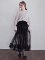 Frill tulle skirt & shorts set ブラック size:M model:173cm ALINA