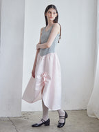 Rose satin docking rib dress ピンク size:M model:170cm ALICE