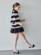 Rugby shirt and frill pants skirt ブラック size:M model:171cm ANIUTA