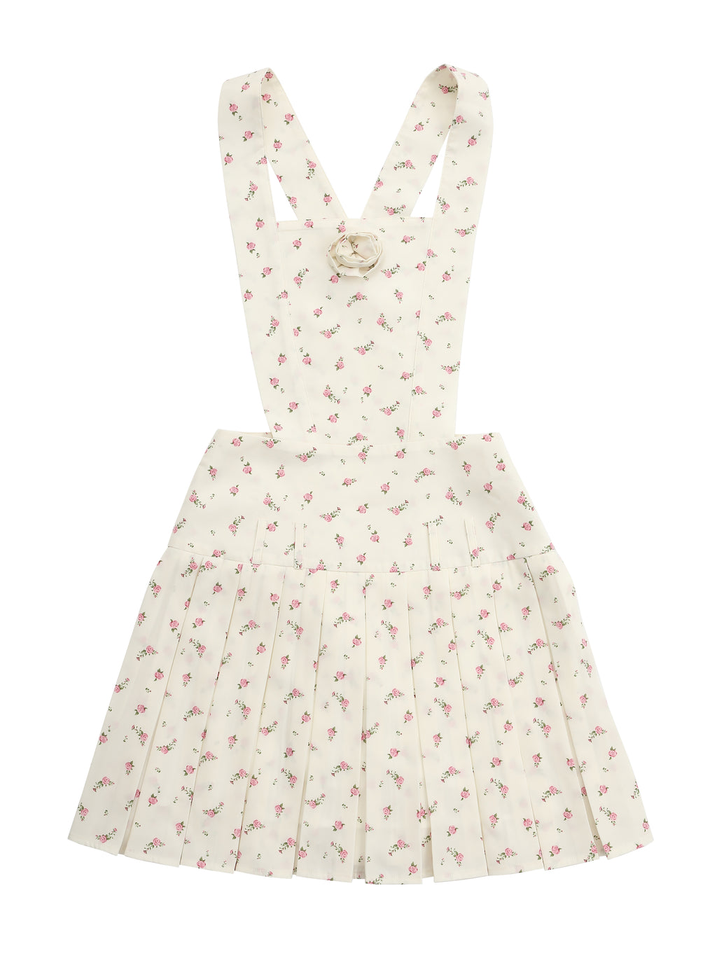 Rose pleated apron dress ホワイト