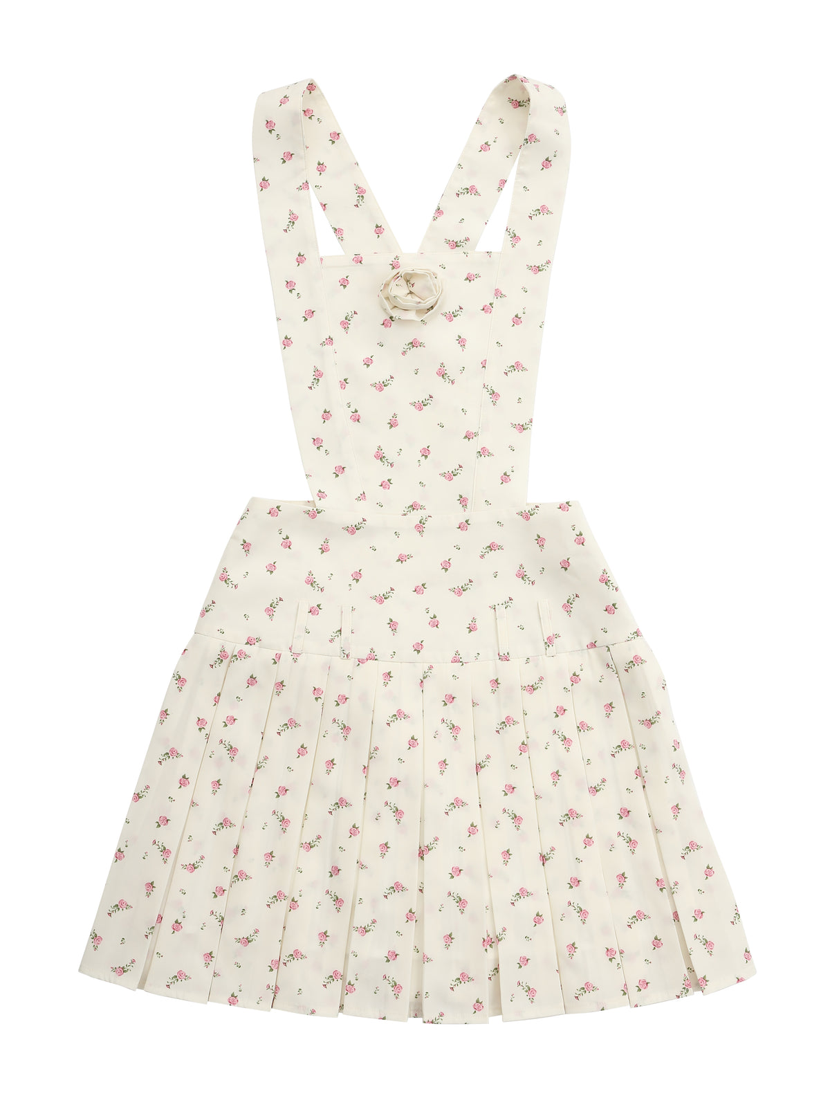 Rose pleated apron dress ホワイト