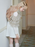 Dot tulle ruffle & knit top set ベージュ size:M model:163cm MINAMI