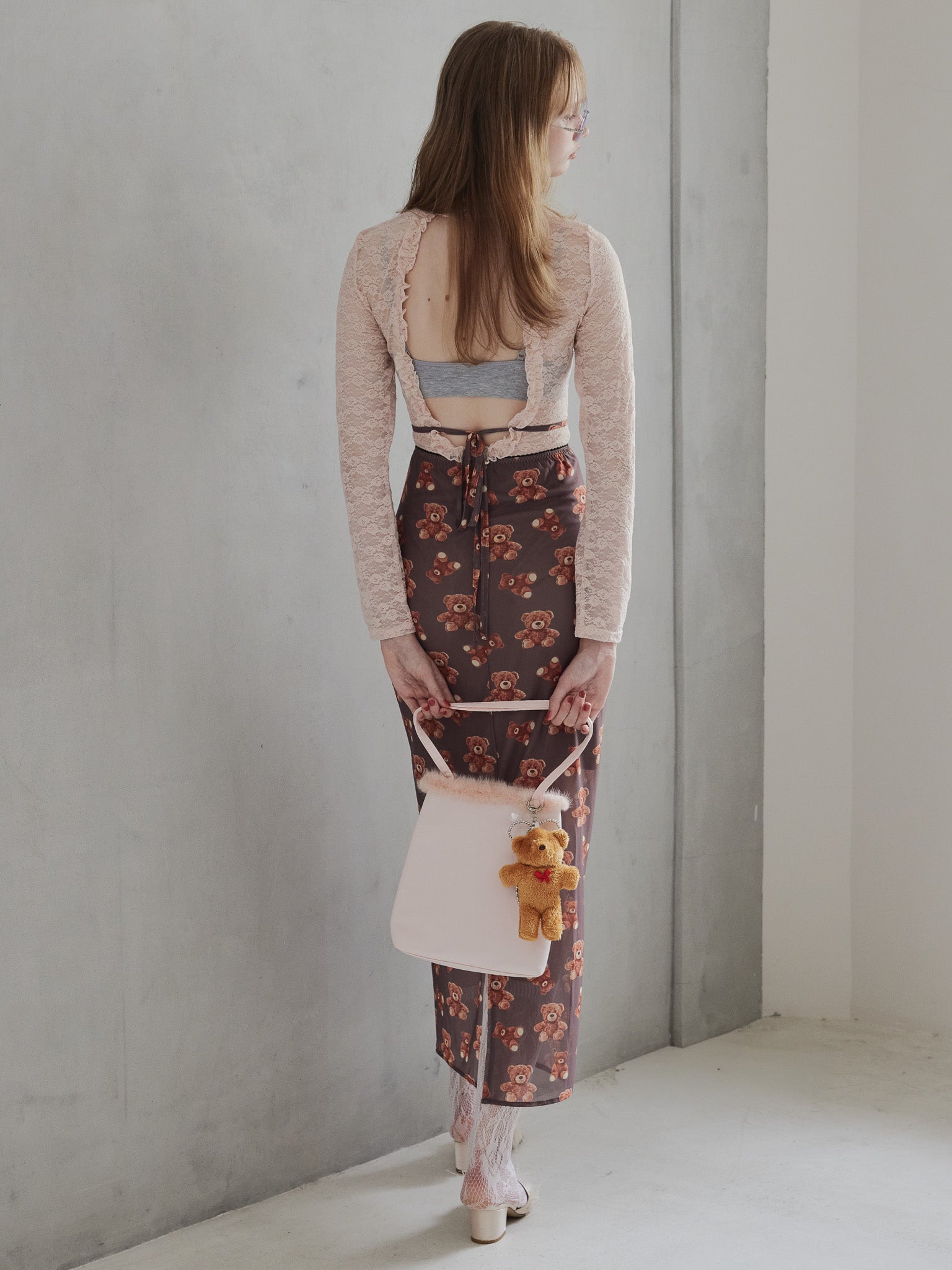 Teddy bear tulle skirt モカ size:M model:173cm DASHA.G