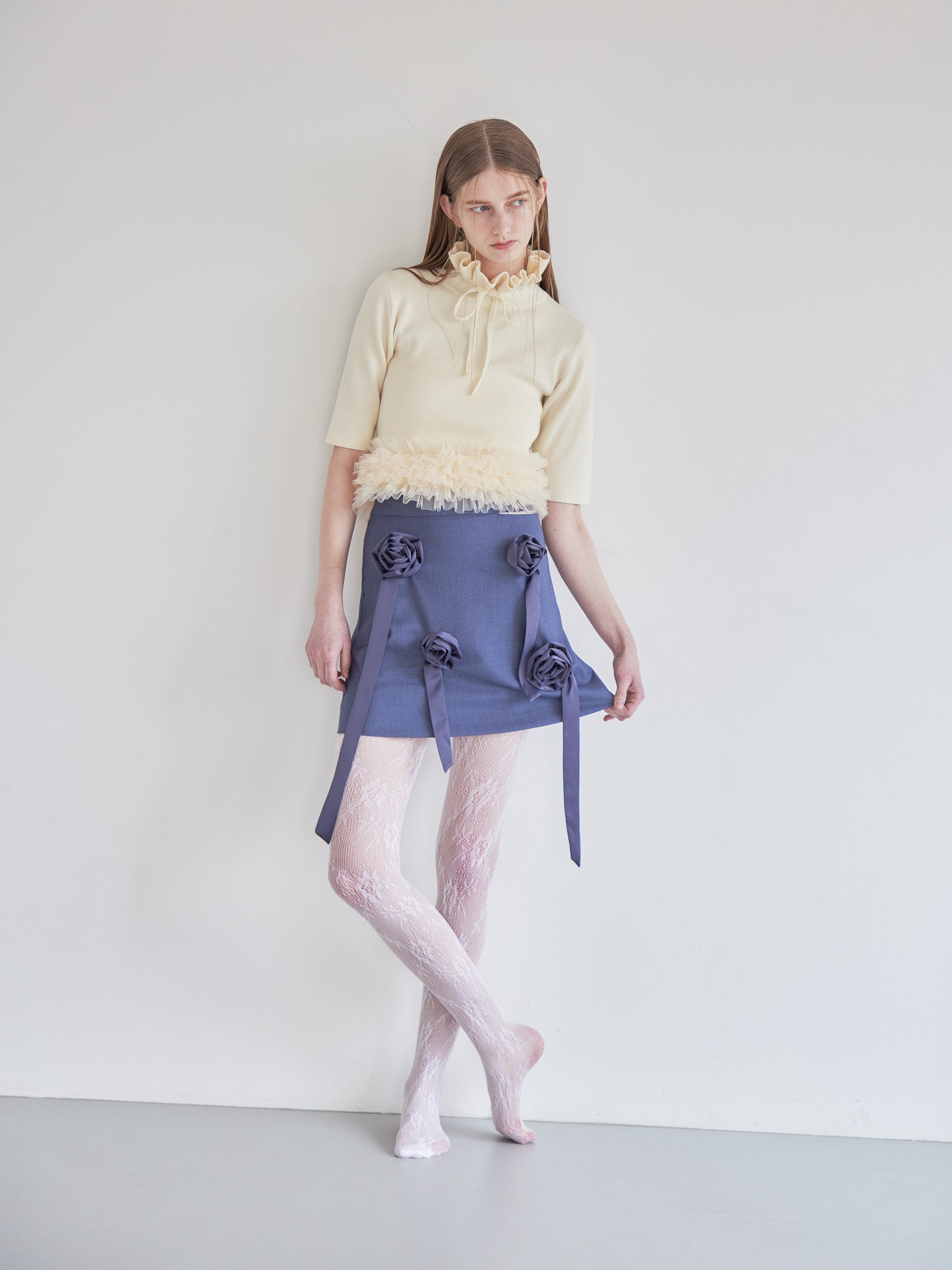 Rose mini skirt ブルー size:M model:174cm LERA