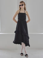 Lily embroidered apron long dress ブラック size:M model:175cm MARTA