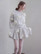Many rose sweat balloon skirt グレー size:M model:173cm ALINA