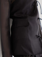 Ribbon sheer jacket ブラック size:M model:174cm LERA