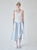 Rose satin docking rib dress ブルー size:M model:170cm ALICE