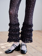 Frill tulle print pants ブラック size:M model:174cm KATERYNA