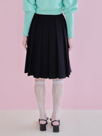Ribbon slit pleated skirt ブラック size:M model:173cm Olesia