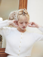 Shell button shaggy cardigan ホワイト size:M model:163cm MINAMI