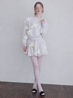 Many rose sweat balloon skirt グレー size:M model:173cm ALINA