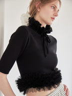 Hem tulle rib knit ブラック size:M model:174cm LERA