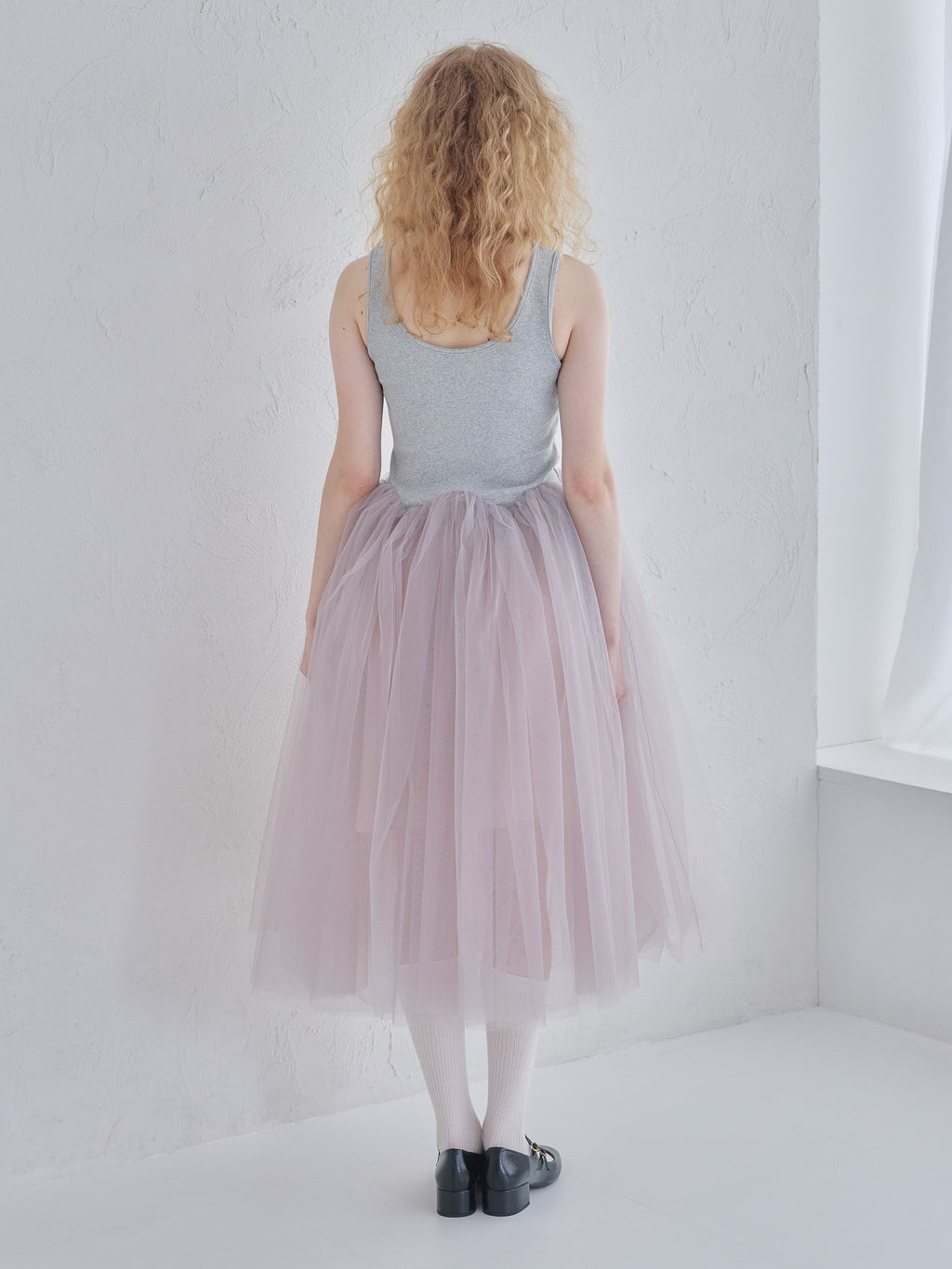 Volume tulle skirt tank dress グレー size:M model:173cm Olesia