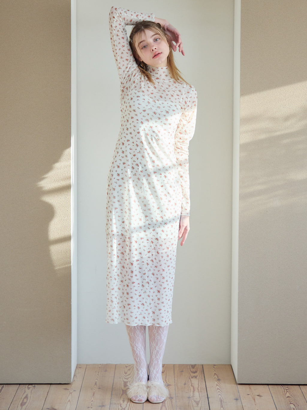 Tulle print dress & bra アイボリー size:M model:174cm KATERYNA