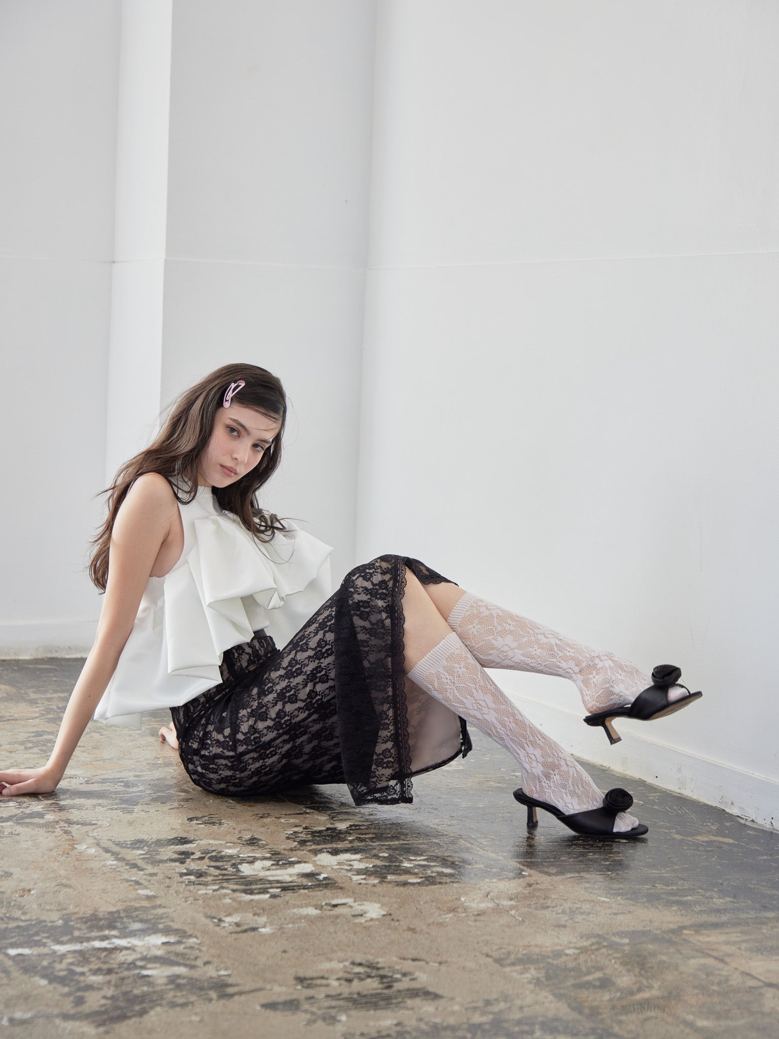 Voluminous frill knit top ホワイト size:M model:172cm GINEVRA