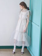 Dot organdy dress ホワイト size:M model:171cm ANIUTA
