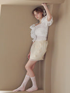 Rose tulle mini skirt イエロー size:M model:175cm MARTA
