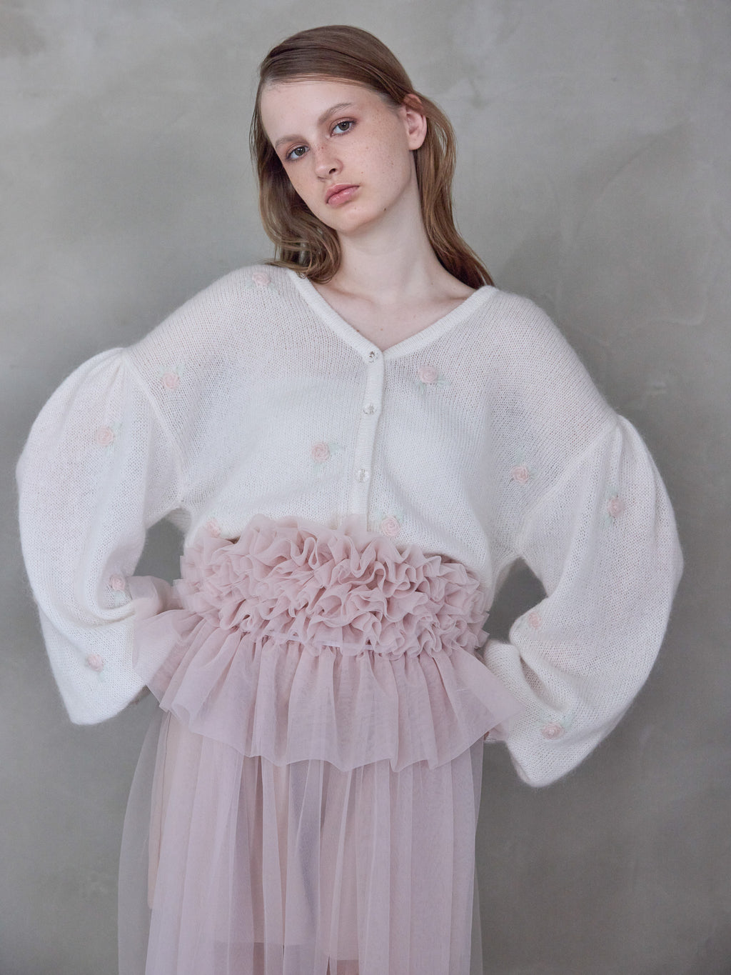 Frill tulle skirt & shorts set ピンク size:M model:173cm ALINA