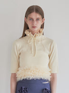 Hem tulle rib knit イエロー size:M model:174cm LERA