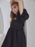 Back ribbon embossed volume mini dress ブラック size:M model:175cm MARTA