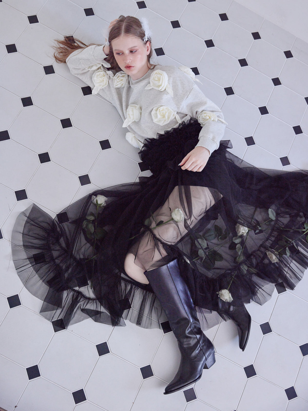 Frill tulle skirt & shorts set