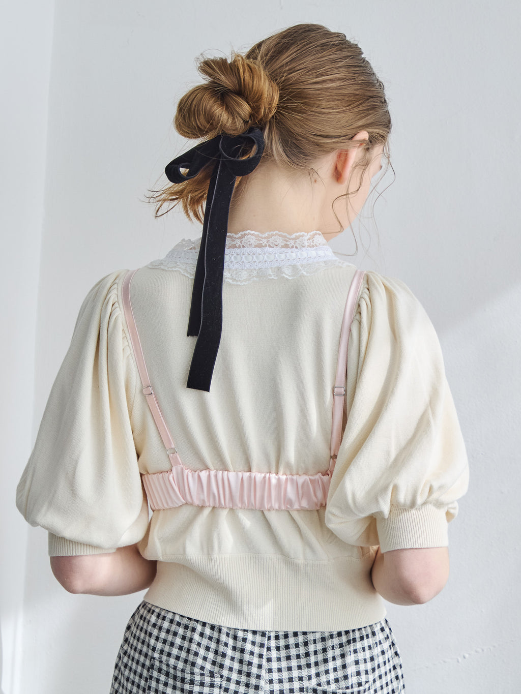 Lace collar puff sleeve cardigan クリーム size:M model:171cm ANIUTA