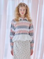 Balloon hem rugby shirt ピンク size:M model:173cm Olesia
