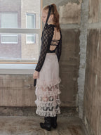 Shiny lace tiered skirt ピンク size:M model:173cm DASHA.G