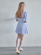 Low waist pleated mini dress ブルー size:M model:171cm ANIUTA