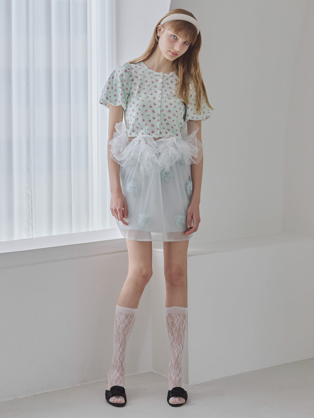 Rose tulle mini skirt ミント size:M model:175cm MARTA