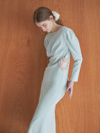 I miss you heart cut dress ミント