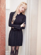 Low waist pleated glitter knit dress ブラック size:M model:163cm MINAMI