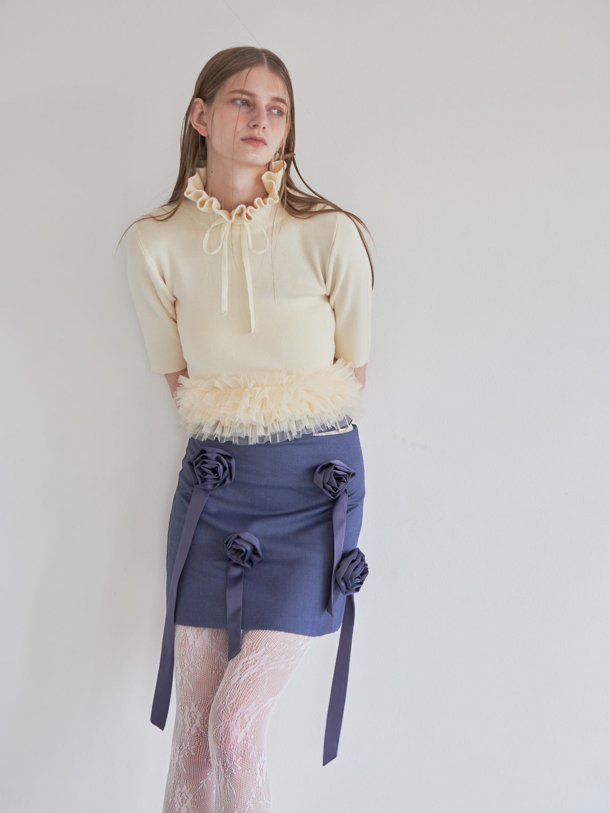 Hem tulle rib knit
