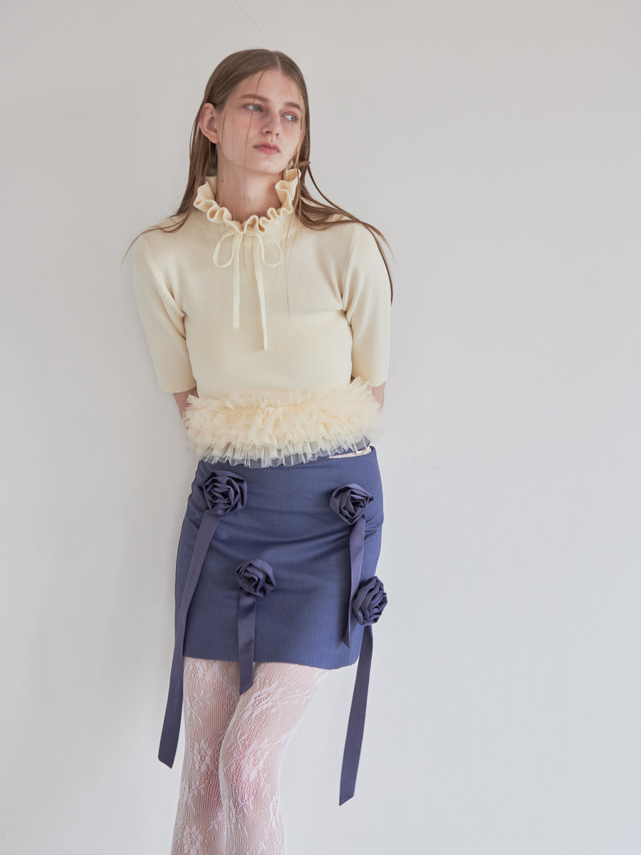 Hem tulle rib knit