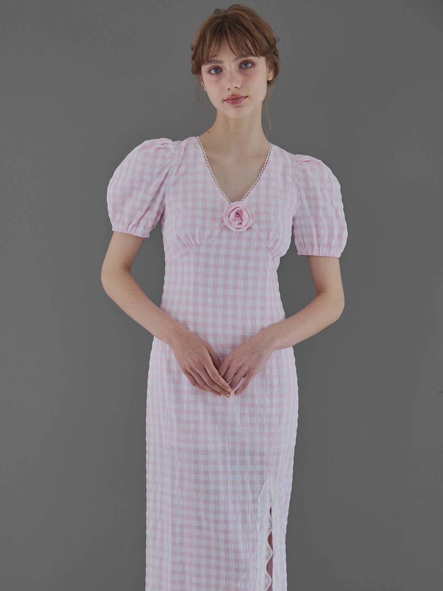 Rose gingham dress ピンク size:M model:175cm MARTA