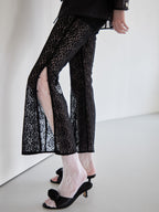 Heart trimming lace pants ブラック size:M model:174cm LERA