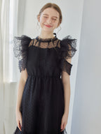 Dot organdy dress ブラック size:M model:171cm ANIUTA