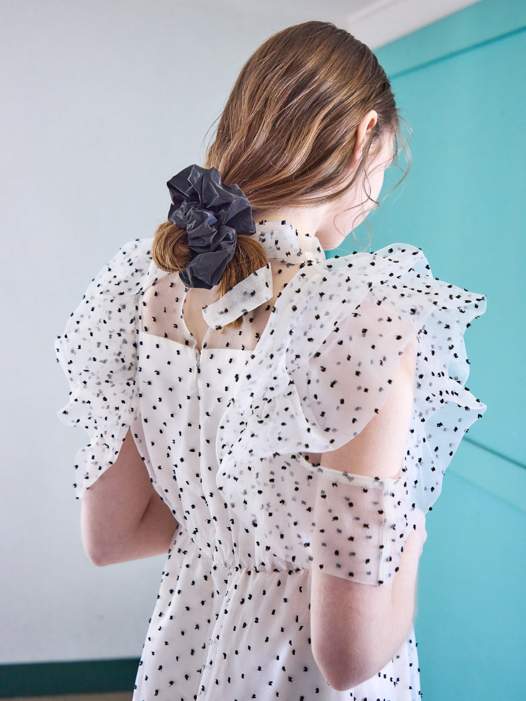 Dot organdy dress ホワイト size:M model:171cm ANIUTA