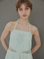 Lily embroidered apron long dress ミント size:M model:175cm MARTA